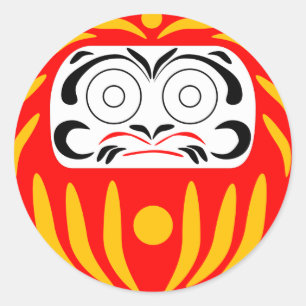 Traditional japanese daruma doll runt klistermärke
