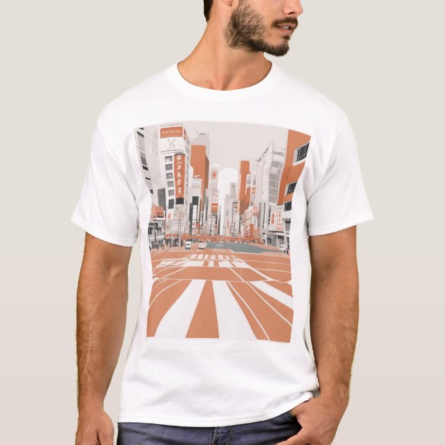 Traditional Japanese Pattern Design Artistic Print T Shirt (Framsida)