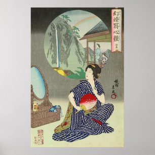 Traditional Japansk Woodprint Geisha Poster