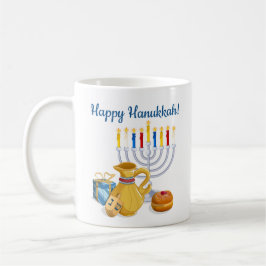 Traditional Lycklig Hanukkah Chag Sameach Menorah Kaffemugg