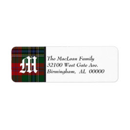 Traditional MacLean Tartan Play Monogram Returadress Etikett