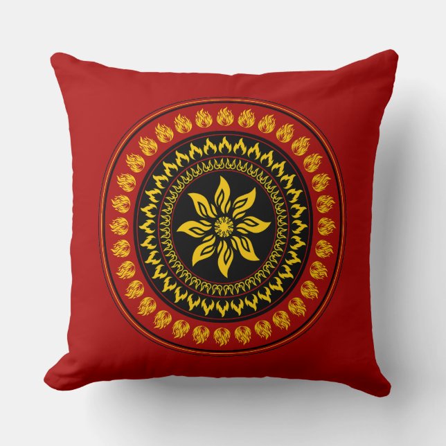Traditional Mandala Sunburst Kudde (Framsida)