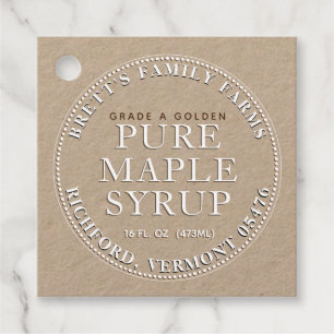Traditional Maple Syrup Label Märkre (Kraft White) Gåvor Etiketter