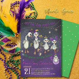 Traditional Mardi Gras symbolism with a goose  Inbjudningar