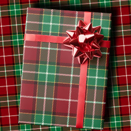 Traditional Maroon and Emerald Green Tartan Plaid Presentpapper