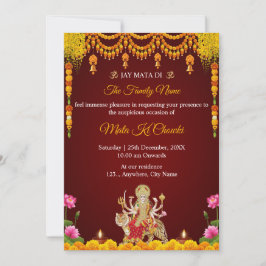 Traditional Mata Ki Chowki-inbjudningskort Inbjudningar