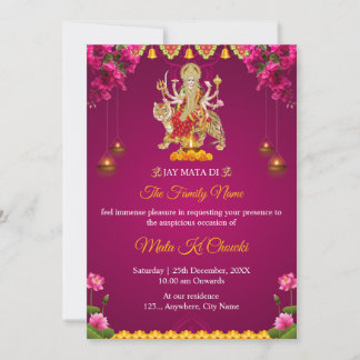 Traditional Mata Ki Chowki-inbjudningskort Inbjudningar