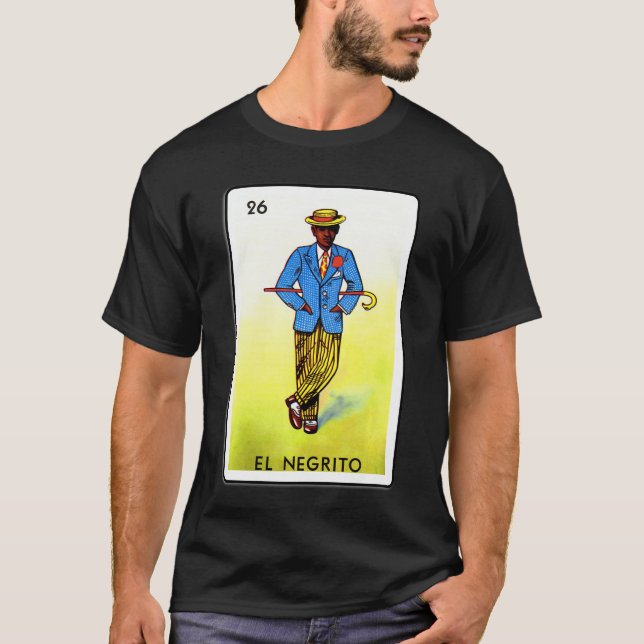 Traditional Meican card game N26 El negrito Premiu T Shirt (Framsida)