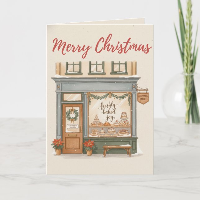 Traditional Merry Christmas Bakery Card Freshly Kort (Framsida)