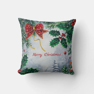 Traditional Merry Christmas Holidays Personalize Kudde