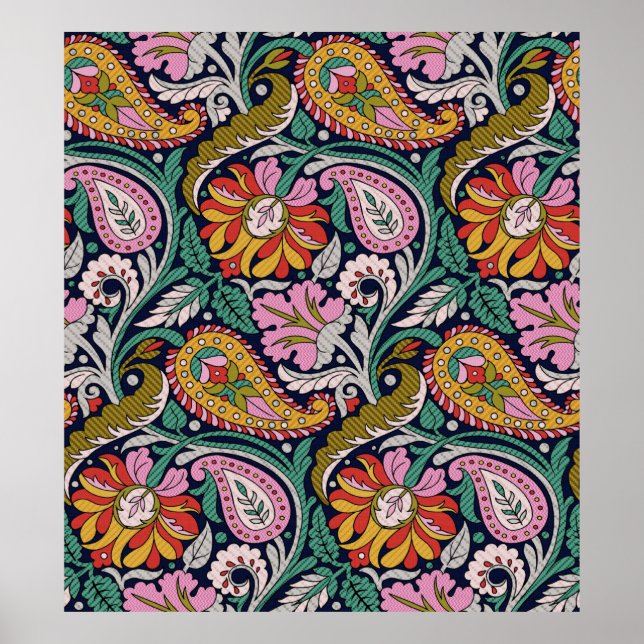 Traditional Mughal Allover Designart,asian,backgro Poster (Framsidan)