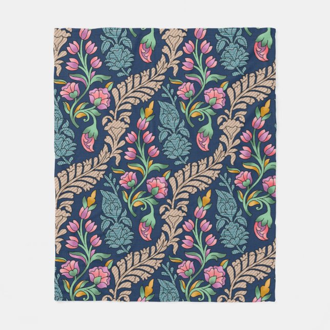 Traditional Mughal Allover Designart,mönster,flora Fleecefilt (Framsidan)