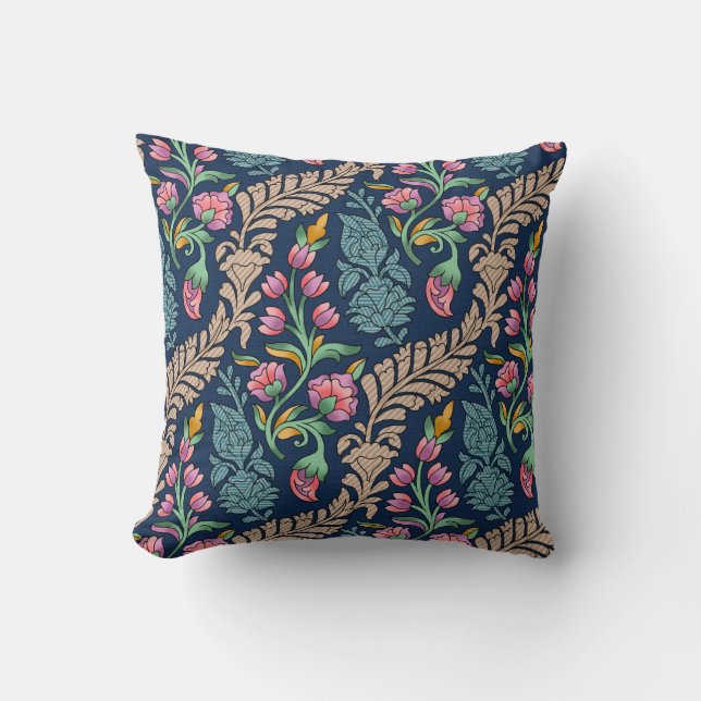 Traditional Mughal Allover Designart,mönster,flora Kudde (Framsida)