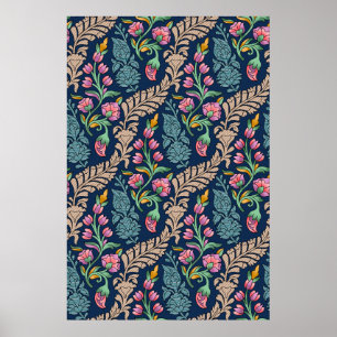 Traditional Mughal Allover Designart,mönster,flora Poster