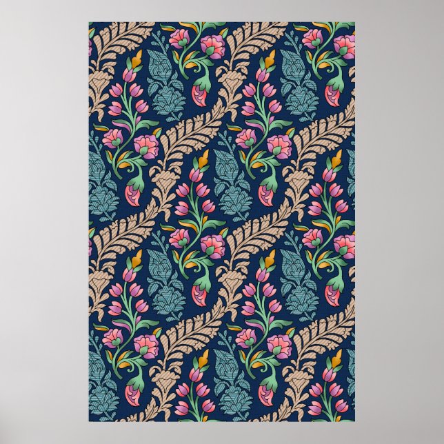 Traditional Mughal Allover Designart,mönster,flora Poster (Framsidan)