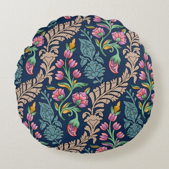 Traditional Mughal Allover Designart,pattern,flora Rund Kudde (Framsidan)