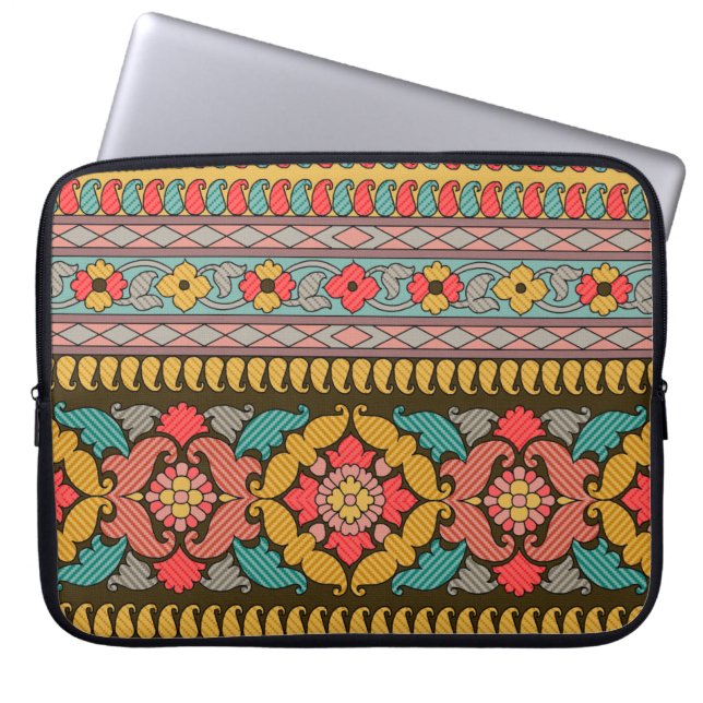 Traditional Mughal Gräns designart,etnisk tillhöri Laptop Fodral (Framsidan)
