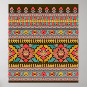 Traditional Mughal Gräns designart,etnisk tillhöri Poster