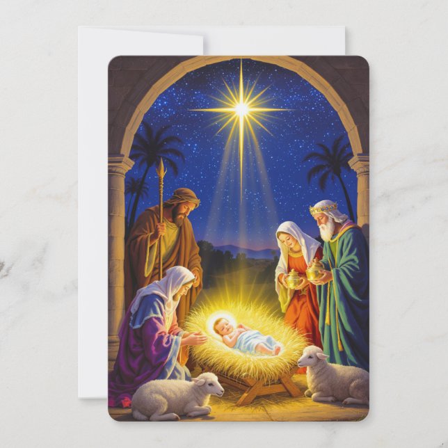 Traditional Nativity Holy Family Inbjudningar (Framsida)