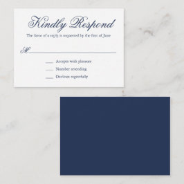 Traditional Navy Blue Forme Mini Bröllop OSA Anteckningskort