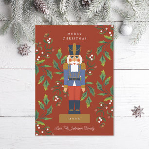 Traditional Nutcracker Red and Grönt Julkort