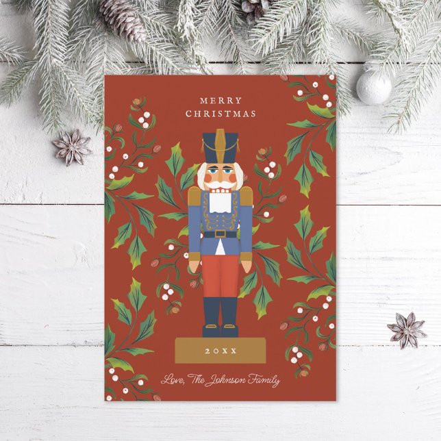 Traditional Nutcracker Red and Grönt Julkort (Skapare uppladdad)