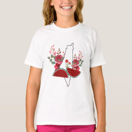 Traditional Palestine elements in palestine map T Shirt