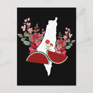 Traditional Palestine elements in palestine map Vykort