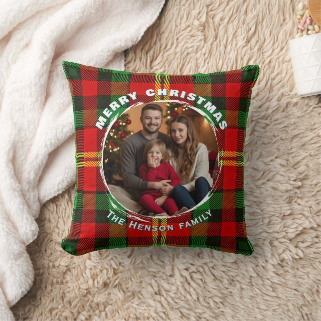 Traditional Personalized Family Photo Plaid  Kudde (Filt)