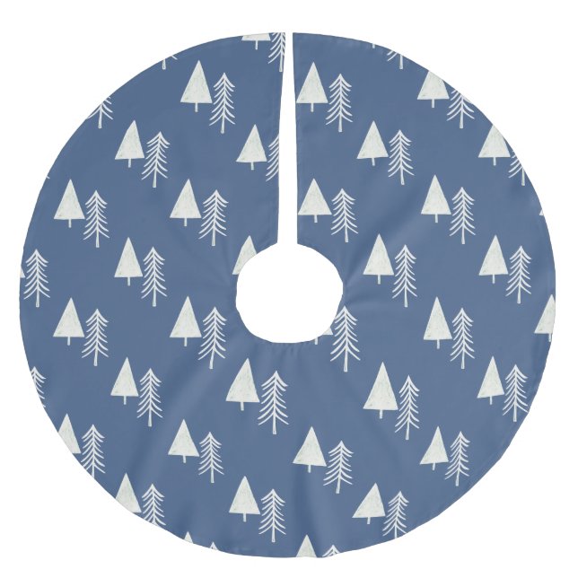  Traditional Pine Trees Blue Julgransmatta Borstad Polyester (Framsidan)