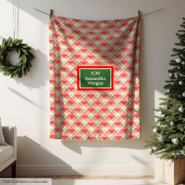 Traditional Plaid Blanket Custom Monogram Gift Fleecefilt