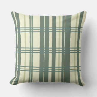Traditional Plaid Green Teal Hues on Cream Kudde