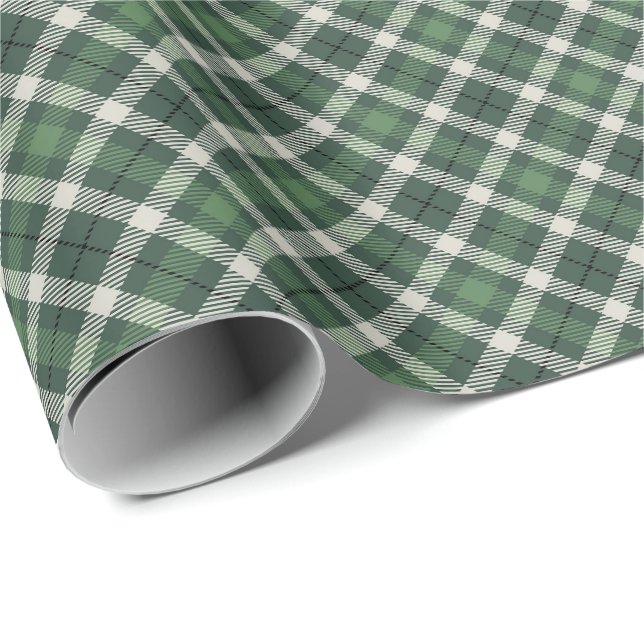 Traditional plaid in shades of  green presentpapper (Rullad Hörn)