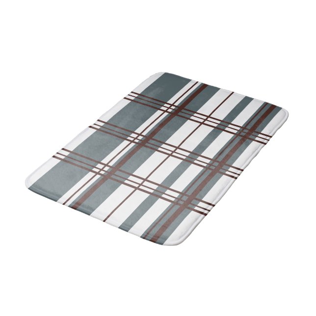 Traditional Plaid Smoke Grey, Deep Burgandy, White Badrumsmatta (Vinklad)
