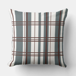 Traditional Plaid Smoke Grey, Deep Burgandy, White Kudde