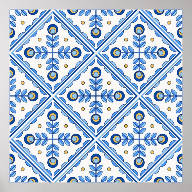 Traditional Portugal Lissabon azulejo keramiska pl Poster (Framsidan)