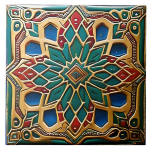 Traditional Red and grönt-keramik art Kakelplatta