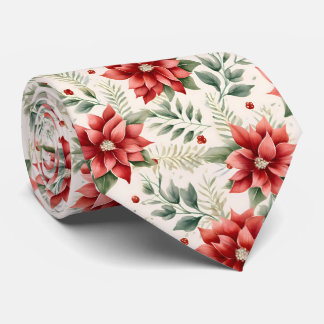 Traditional Red and Grönt Watercolor Poinsettia Slips