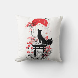 Traditional Red Black Japanese Kitsune Fox with Mo Kudde