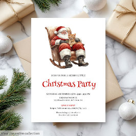 Traditional Red Green Script Font Christmas Party Inbjudningar
