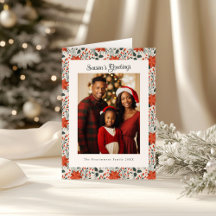 Traditional Red & Grönt Poinsettia Photo jul