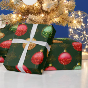 Traditional Red Guld och Grönt Ornaments Presentpapper