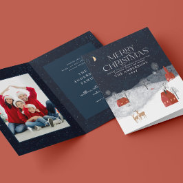 Traditional Rustic Navy 1 God jul Helgkort