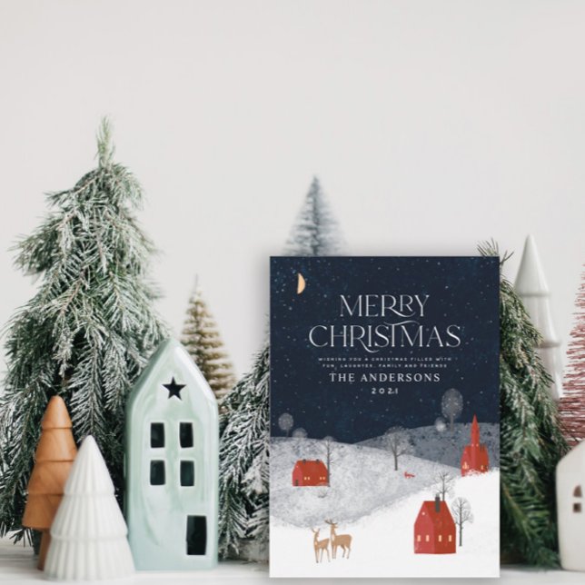 Traditional Rustic Navy Red Winter God jul Julkort (Skapare uppladdad)