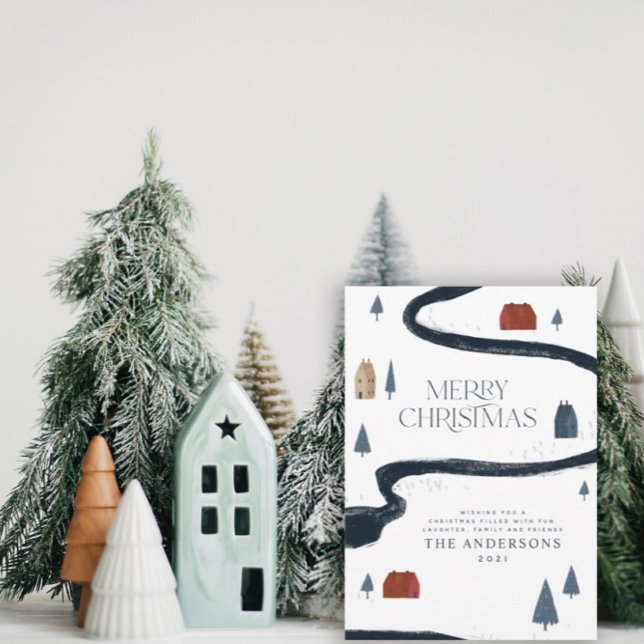 Traditional Rustic Navy Red Winter God jul Julkort (Skapare uppladdad)