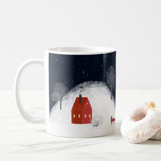 Traditional Rustic Navy Red Winter God jul Kaffemugg (Med munk)