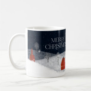 Traditional Rustic Navy Red Winter God jul Kaffemugg