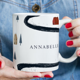 Traditional Rustic Navy Red Winter God jul Kaffemugg