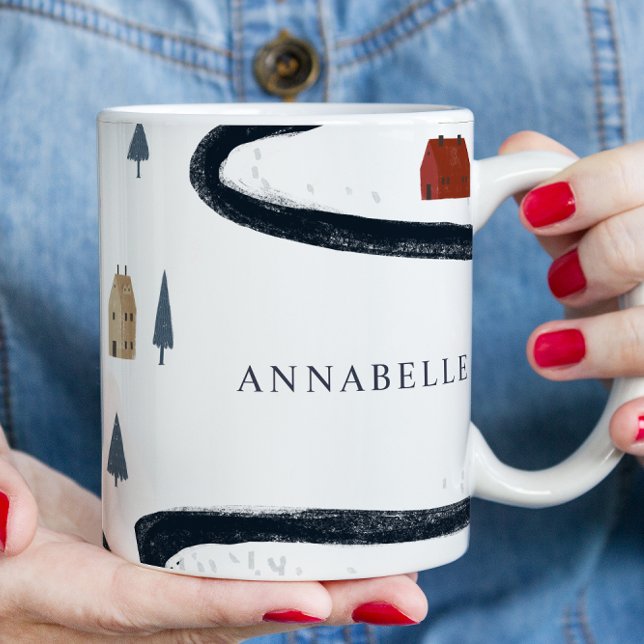 Traditional Rustic Navy Red Winter God jul Kaffemugg (Skapare uppladdad)
