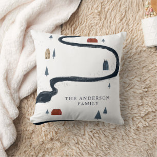 Traditional Rustic Navy Red Winter God jul Kudde